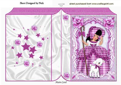 Little Bo Peep in Pink Gingham with Little Lamb Folded Book