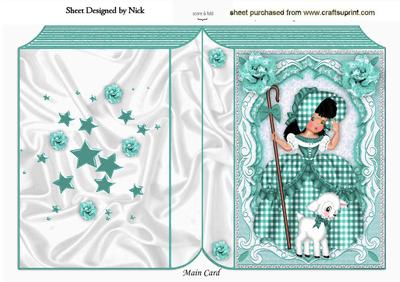 Little Bo Peep in Turq with Little Lamb Folded Book