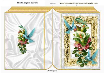 Humming Bird with Flowers and Lily, Folded Book