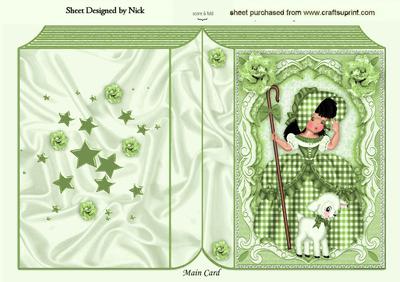 Little Bo Peep in Green Gingham with Little Lamb Folded Book