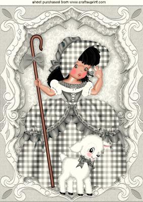 Little Bo Peep in Silver with Little Lamb A4
