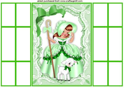 Little Bo Peep in Green with Little Lamb French Gatefold