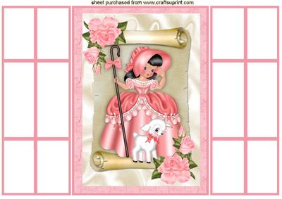 Pretty in Pink Bo Peep with Her Lamb, French Gatefold