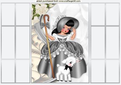 Little Bo Peep in Silver with Little Lamb French Gatefold