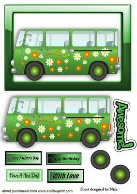 Peace and Love Hippy Flower Power Bus