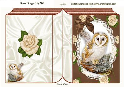 Gorgeous Owl on a Branch with Cream Roses Folded Book