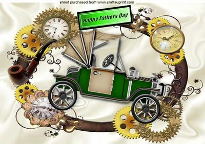 Steam Punk Car Fathers Day, in Clock Frame A4