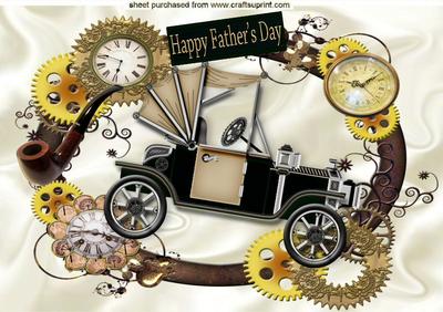Black Steampunk Car for Dad in Clock Frame A4