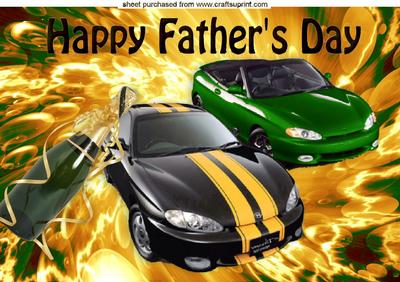 Green/black Sports Car with Champers, Flames for Dad A4