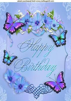 Butterflies and Flowers for Birthday A4