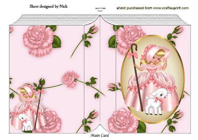 Bo Peep with Her Little Lamb in Peach with Roses Folded Book