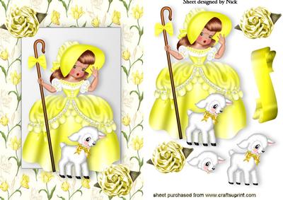 Sunshine Yellow Little Bo Peep with Her Little Lamb