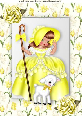 Sunny Yellow Little Bo Peep with Her Little Lamb A4
