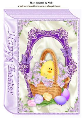 Easter Chick with Basket of Eggs and Flowers A4 Book
