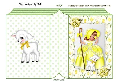 Sunshine Yellow Little Bo Peep with Lamb Folded Book