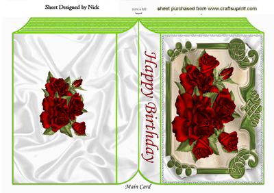 Beautiful Red Roses in Ornate Frame Folded Book