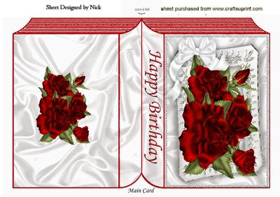 Red Roses with White Bow in Silver Frame Folded Book