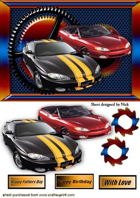 Steampunk Frame with Sports Cars
