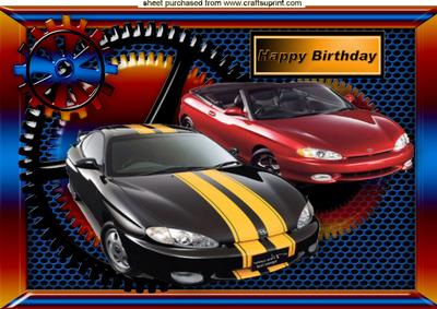Sports Cars in Steampunk Frame for Birthday A4