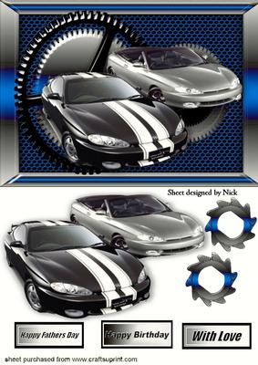 Silver/black Sports Cars in Steampunk Frame A5
