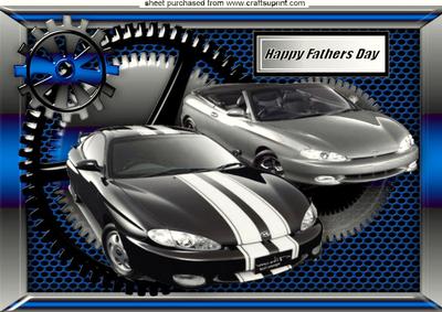 Silver/black Sports Cars in Steampunk Frame Fathers Day A4