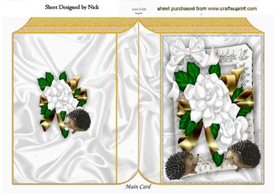 Beautiful White Rose in Silver Frame with Cute Hedgehog Book