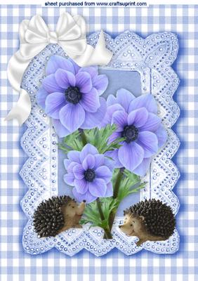 Spring Blue Flowers with Cute Little Hedgehogs A4