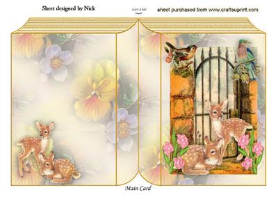 Cute Little Deers with Woodland Birds Folded Book