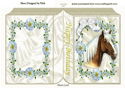 Beautiful Horse in a Frame of White Flowers Folded Book