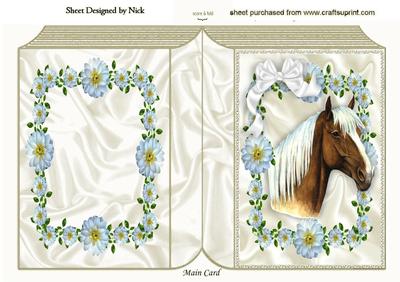 White Flower Frame with Beautiful Horse Folded Book
