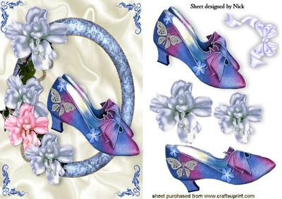Vintage Shoes with Diamantes in Flower Frame