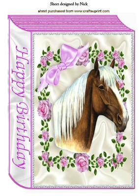 Beautiful Horse in Pink Rose Frame A4 Book