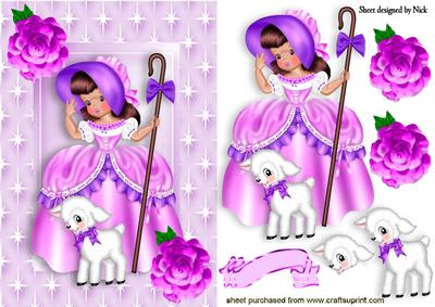 Little Bo Peep with Her Little Lamb in Star Frame