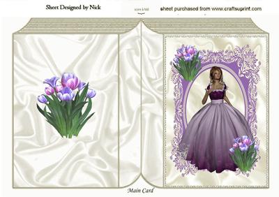 Beautiful Lady in Ornate Frame with Tulips Folded Book