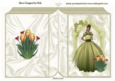 Pretty Lady with Tulips and Pretty Bow Folded Book