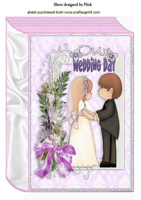 Wedding Couple in Flower Frame with Bow A4 Book