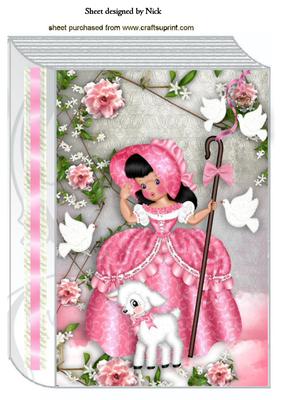 Bo Peep in Pink, with Pink Rose Garden A4 Book