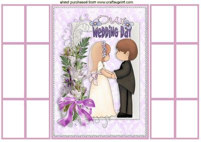 Our Wedding Day, in Pretty Frame of Flowers French Gatefold