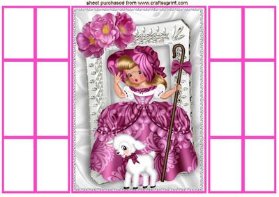 Little Bo Peep in Cerise with Little Lamb, French Gatefold
