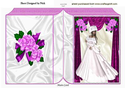 Velvet Drapes,with Pretty Lady in Pink with Roses, Book