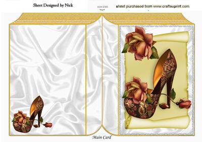 Floral Shoe with Roses on a Scroll Folded Book