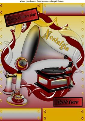 Nostalgia for Dad, Gramophone and Phone in Steampunk A4
