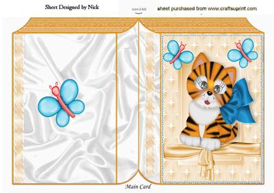 Little Tiger in Bow and Star Frame with Butterflies Book