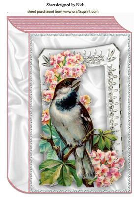 Pretty Bird with Flowers and Butterflies A4 Book