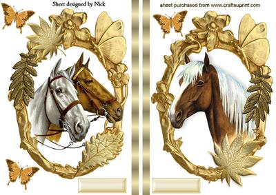 Horse Toppers in Gold Leaf Frames