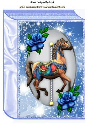 Carousel Horse with Blue Roses A4 Book