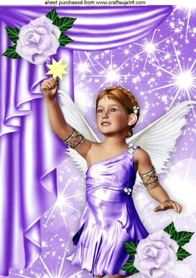 Cherub Angel with Gold Star and Pretty Drape A4