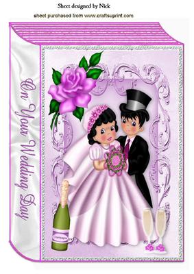 Wedding Couple, Champagne Pink Roses A4 Book
