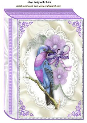 Pretty Bird with Flowers on Lace A4 Book