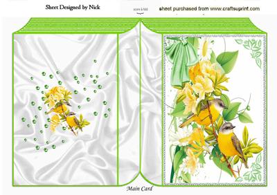 Yellow Birds, with Flowers and Bow Folded Book